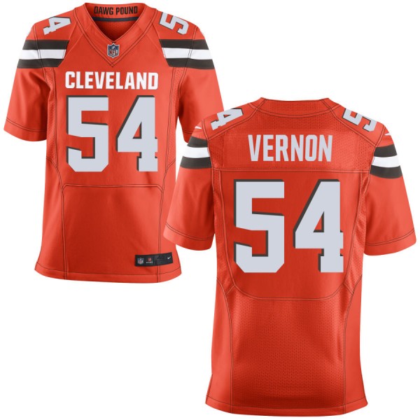Men's Cleveland Browns Nike Orange Alternate Elite Jersey VERNON#54