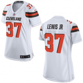 Nike Cleveland Browns Womens White Game Jersey LEWIS JR#37
